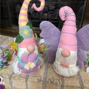 Colorful Gnome Pair with Floral Accents